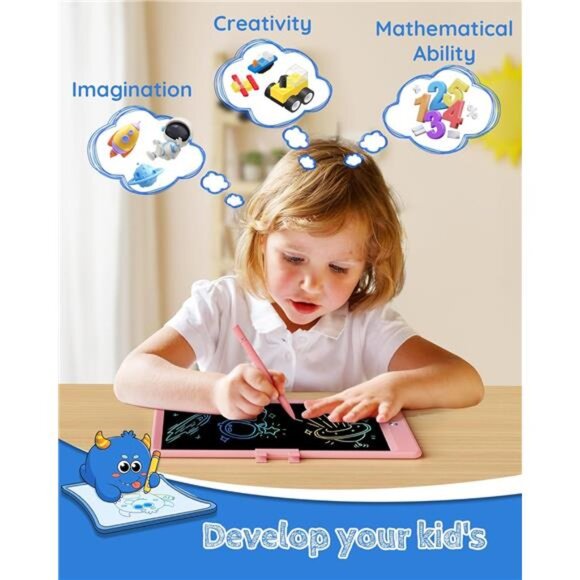 Kids LCD Writing Tablet Doodle Board, 10inch Colorful Drawing Pad for Girls - Picture 3 of 6
